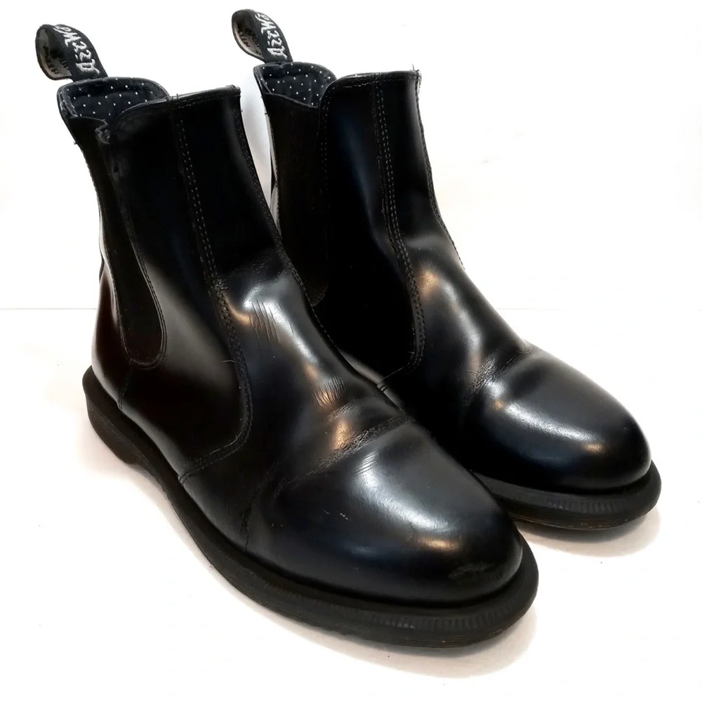 Doc Martens Flora Chelsea Black Leather Boots - Women's Size US 8 / UK 6 - Picture 2 of 12